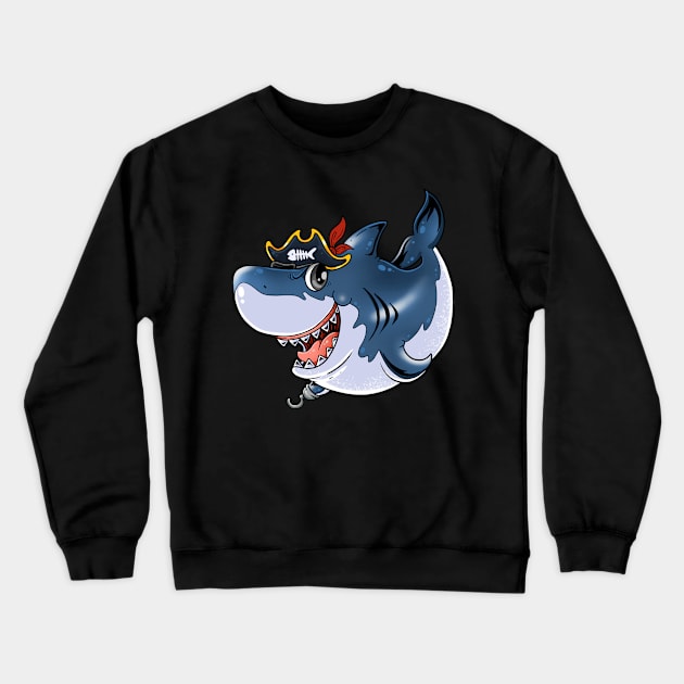 Savage Seafarer: Pirate Shark Design Crewneck Sweatshirt by Holymayo Tee